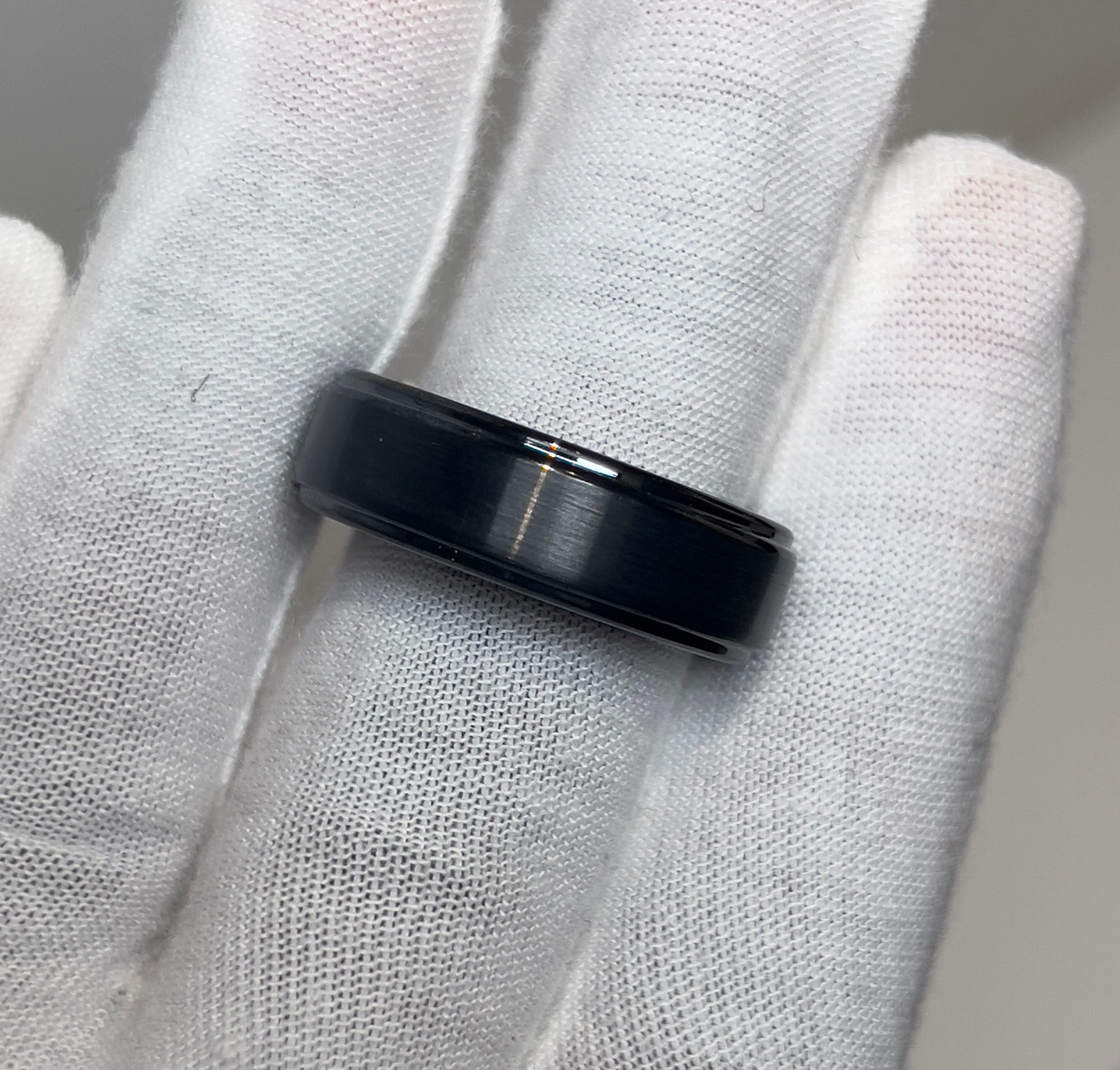 Brushed Ceramic Gunmetal Mens Ring