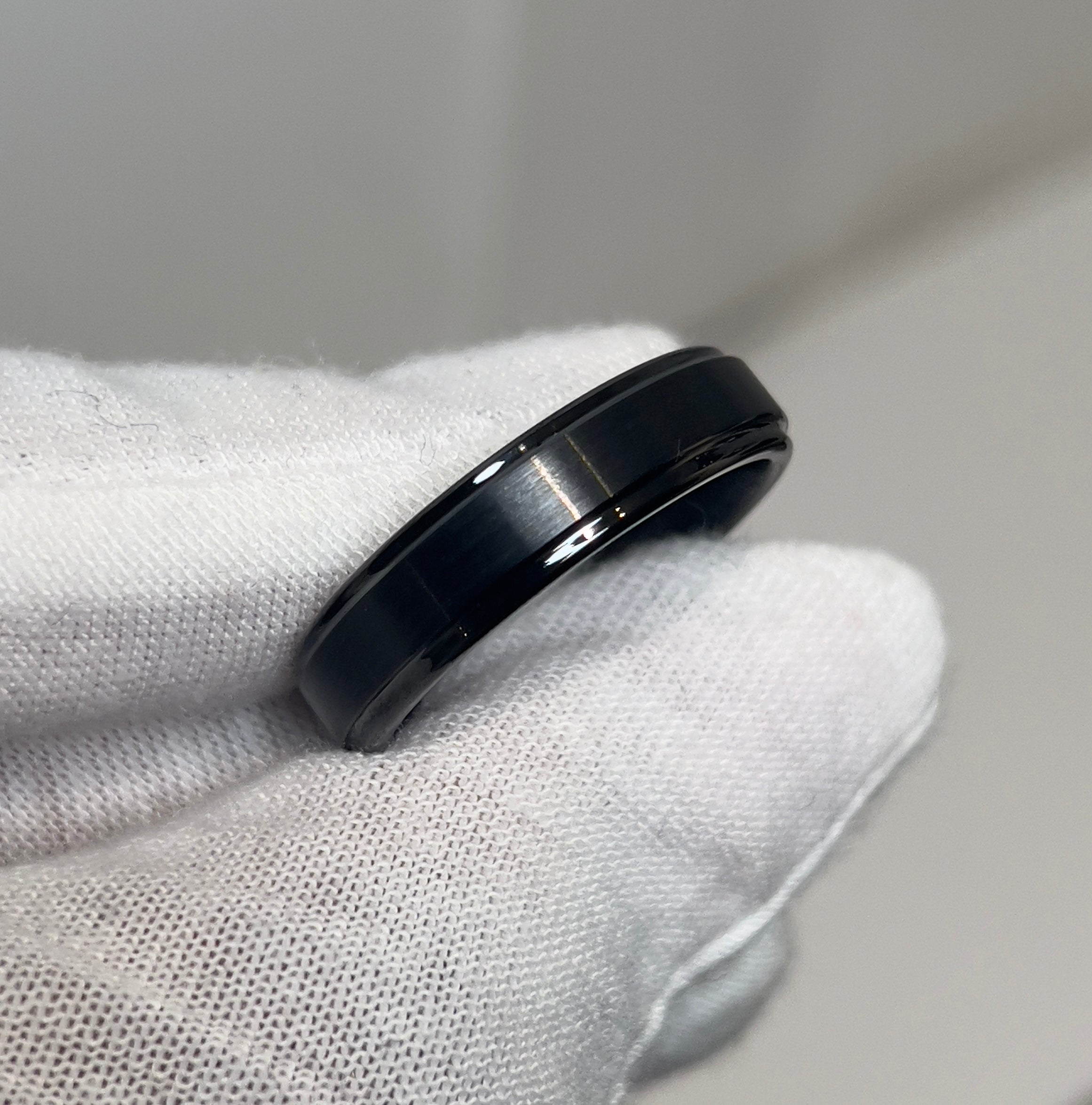 Brushed Ceramic Gunmetal Mens Ring
