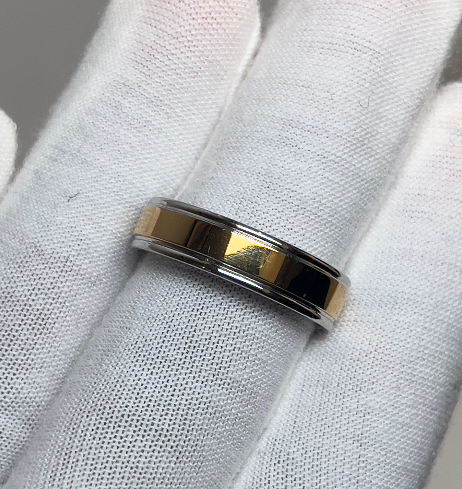 Stainless Steel Gold and Silver Mens Ring