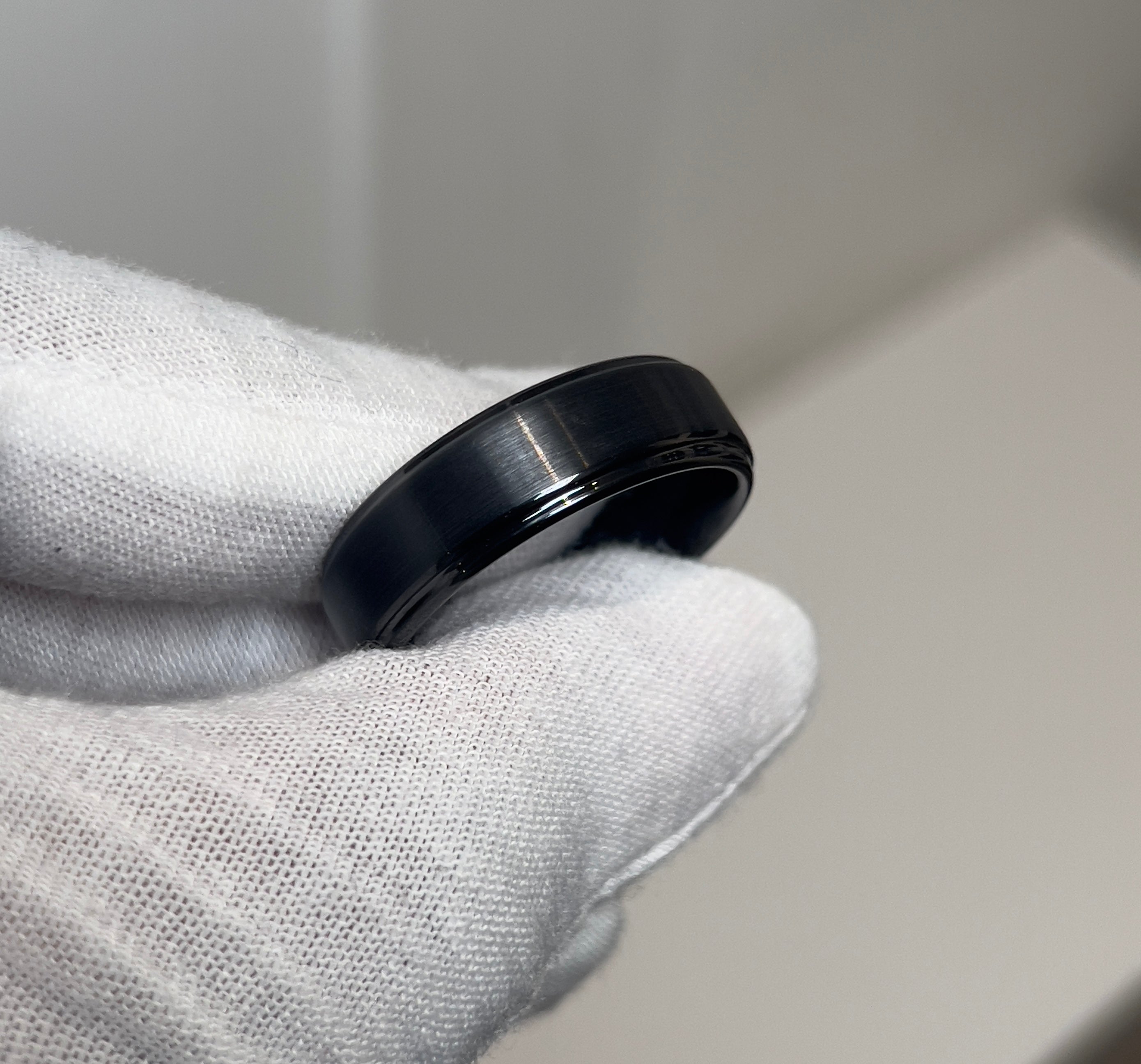 Brushed Ceramic Gunmetal Mens Ring