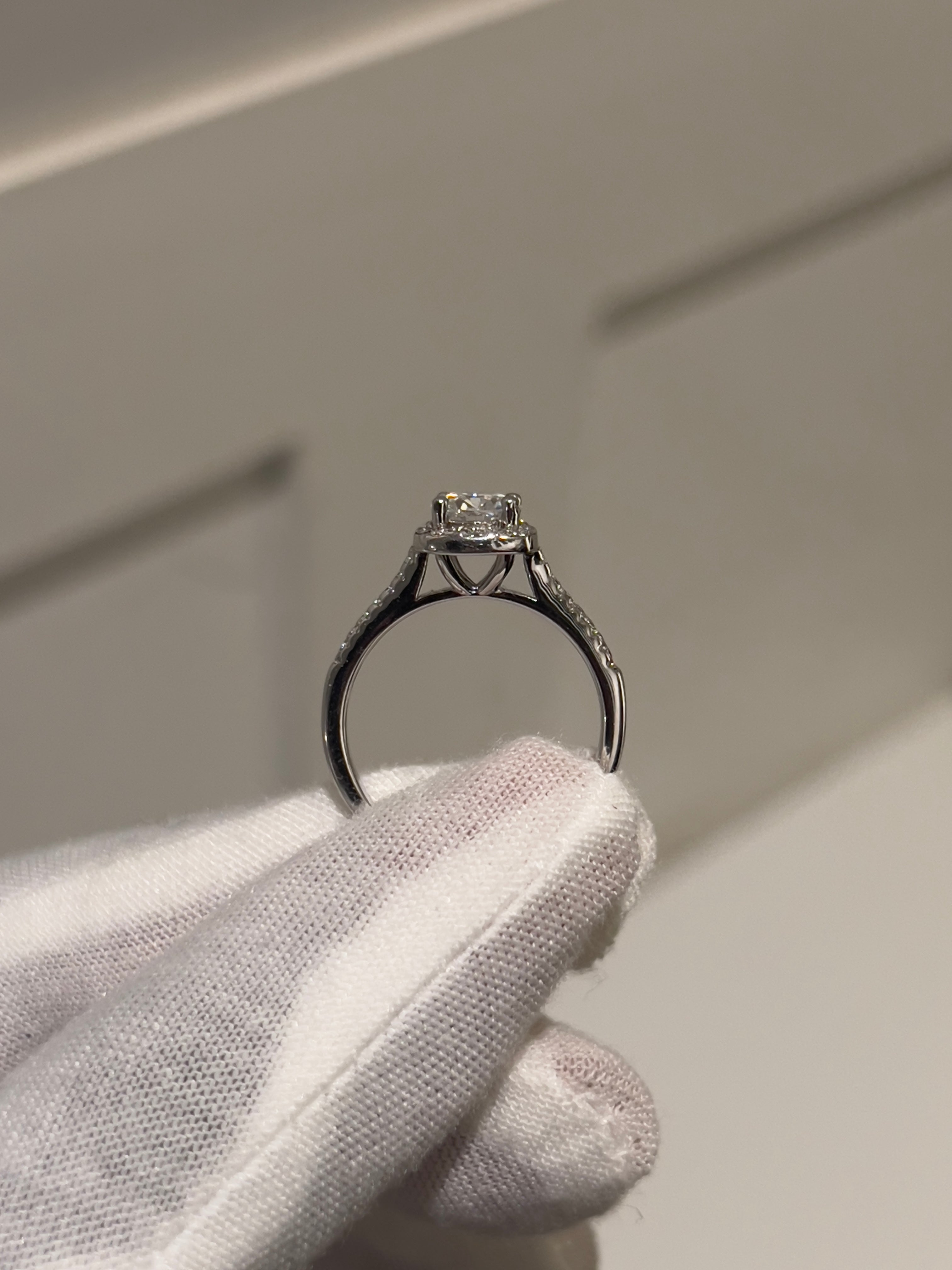 Sterling Silver Round With Cushion Halo Moissanite Ring