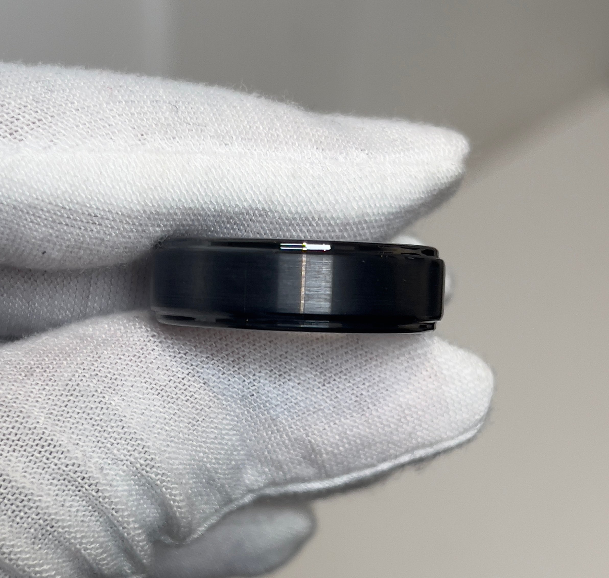 Brushed Ceramic Gunmetal Mens Ring