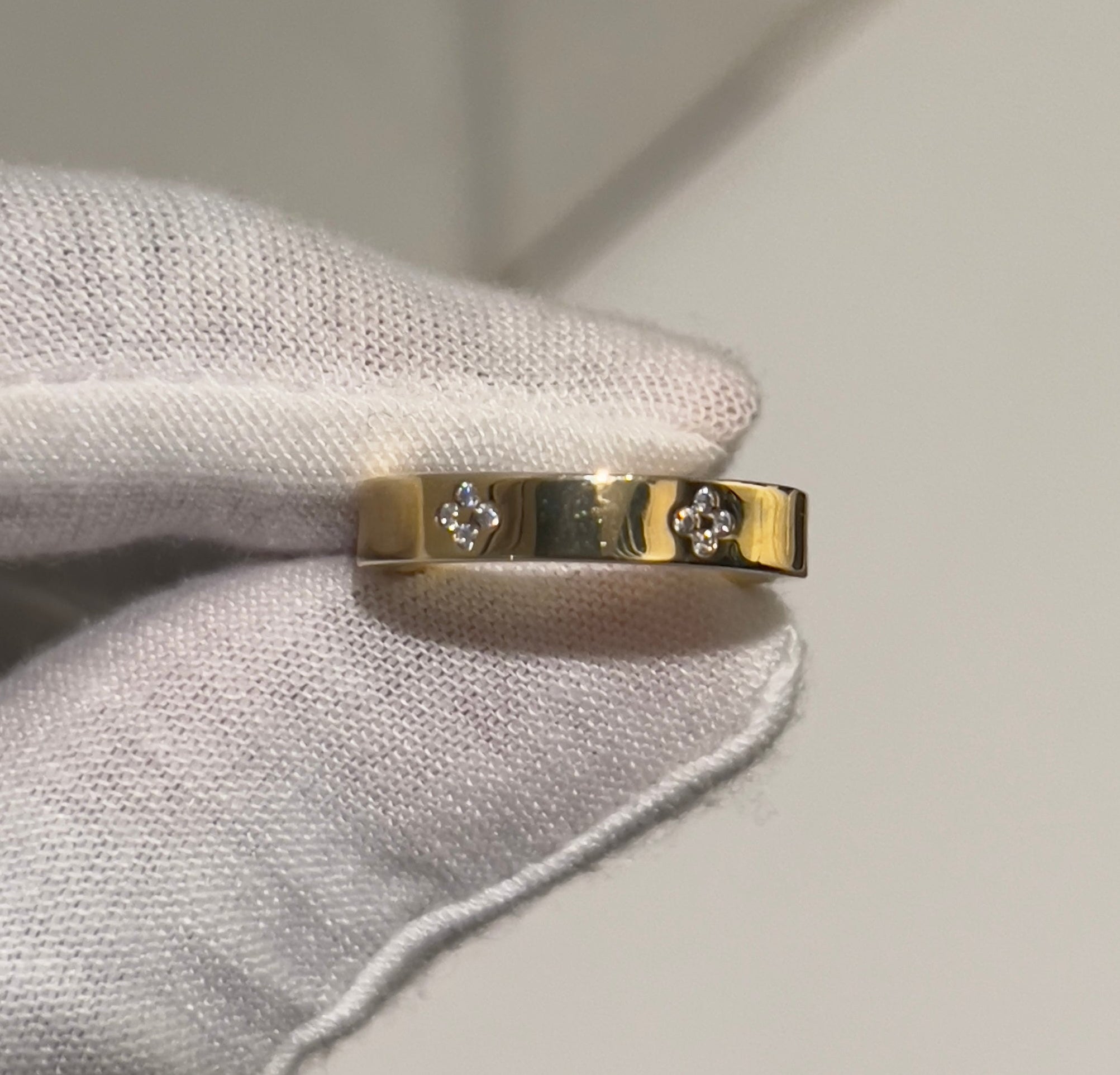 Gold Plated Sterling Silver Clover Moissanite Ring