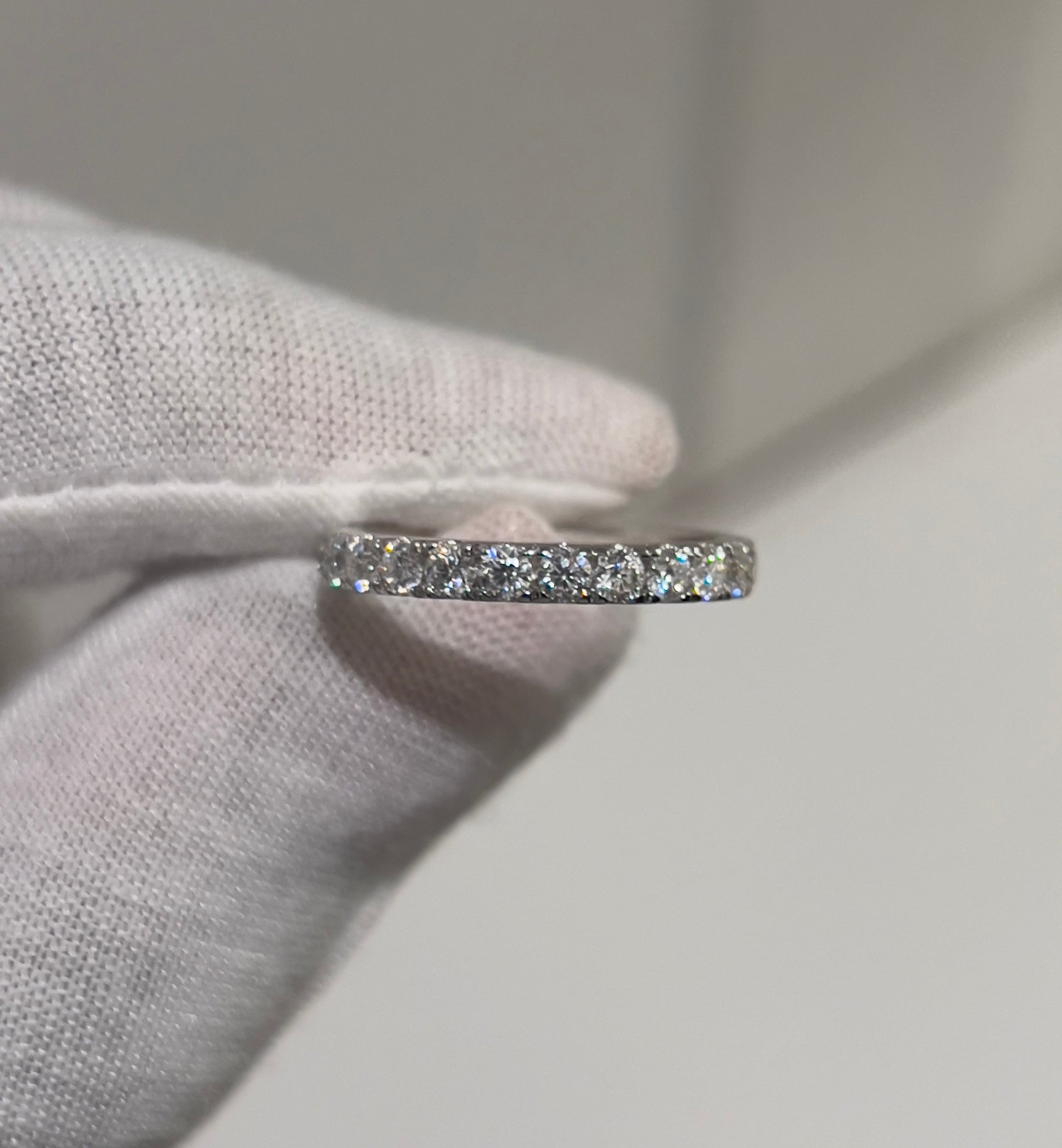 Sterling Silver Half Pave Moissanite Ring