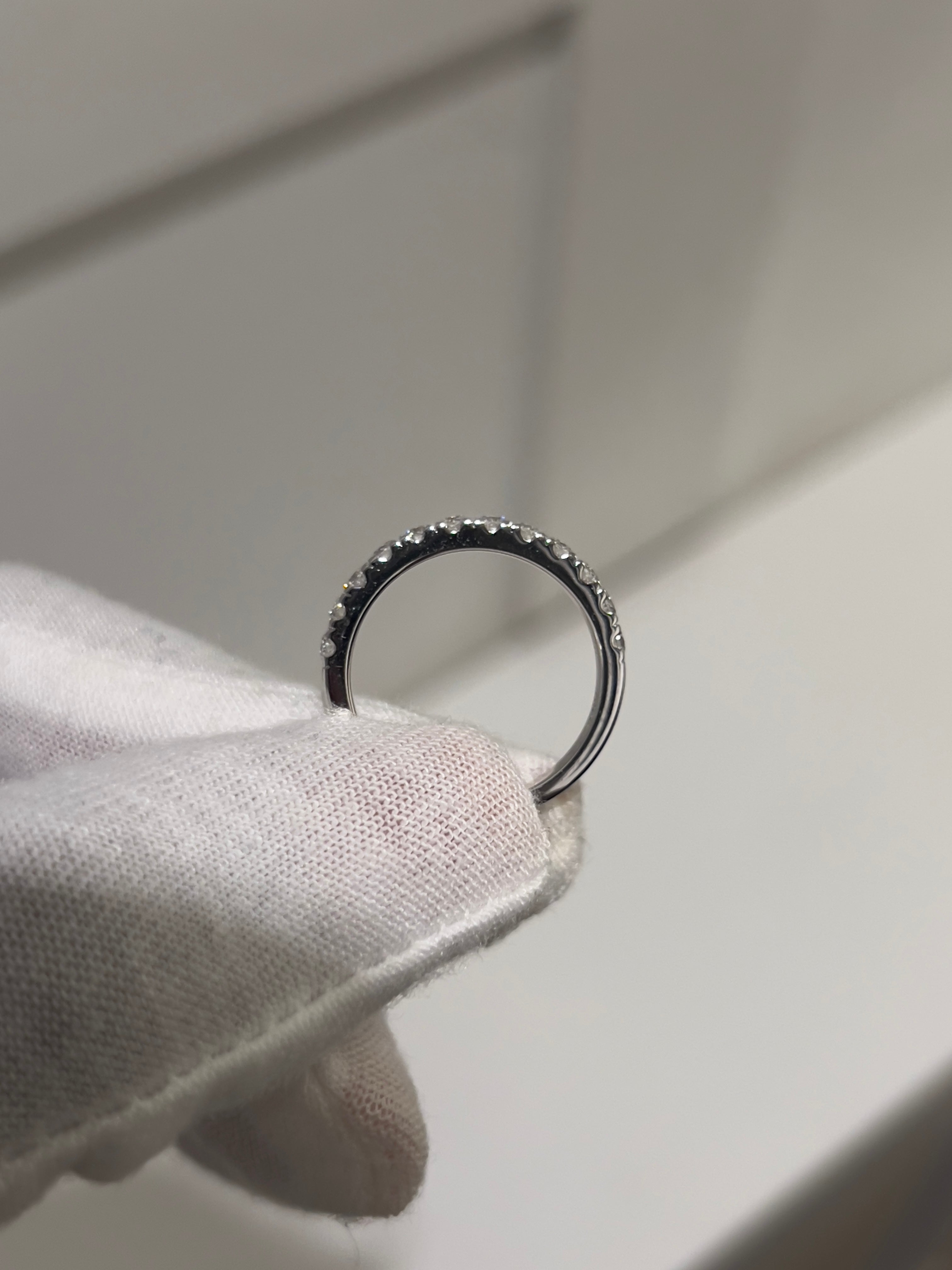 Sterling Silver Half Pave Moissanite Ring