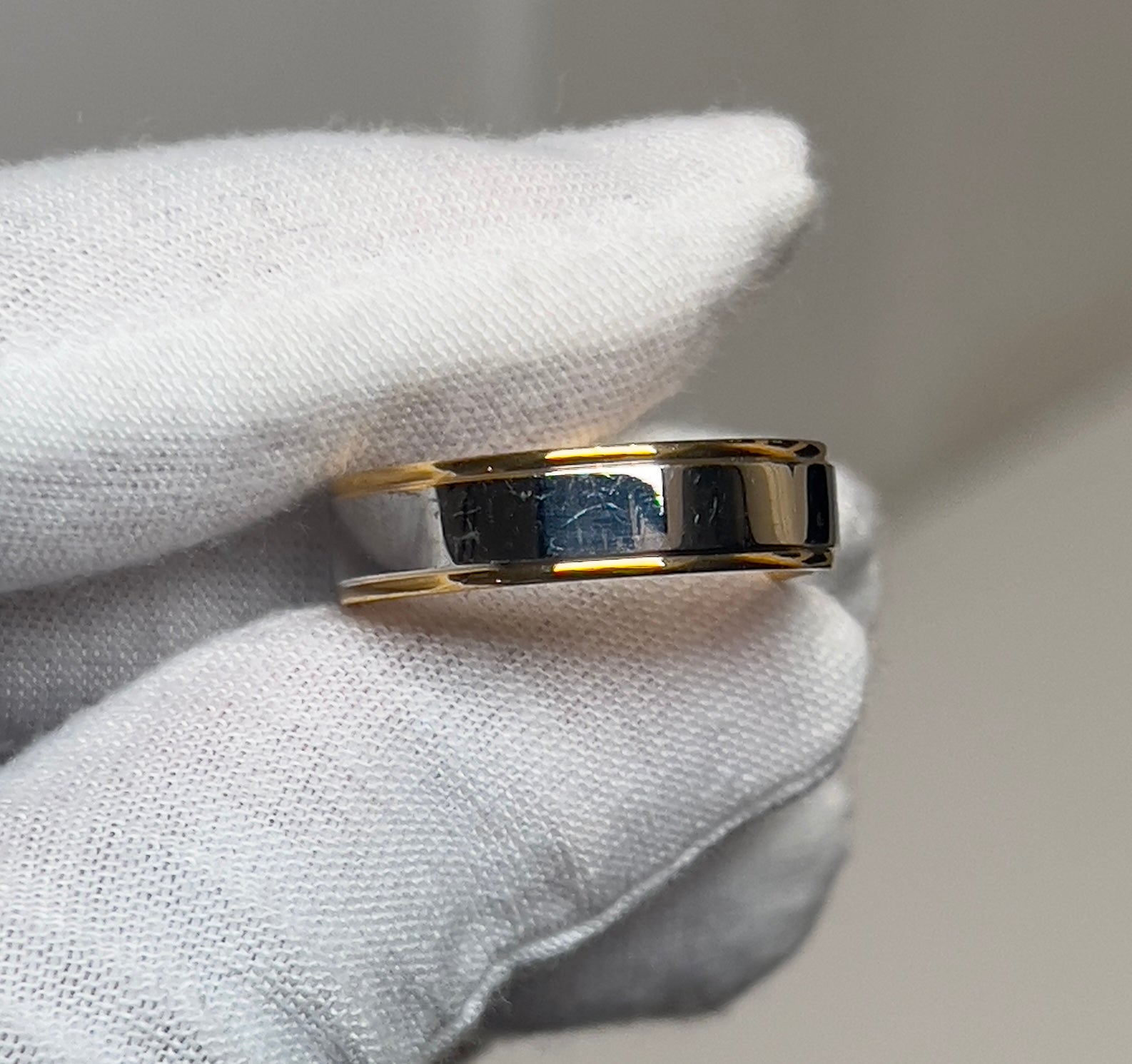 Stainless Steel Silver and Gold Mens Ring