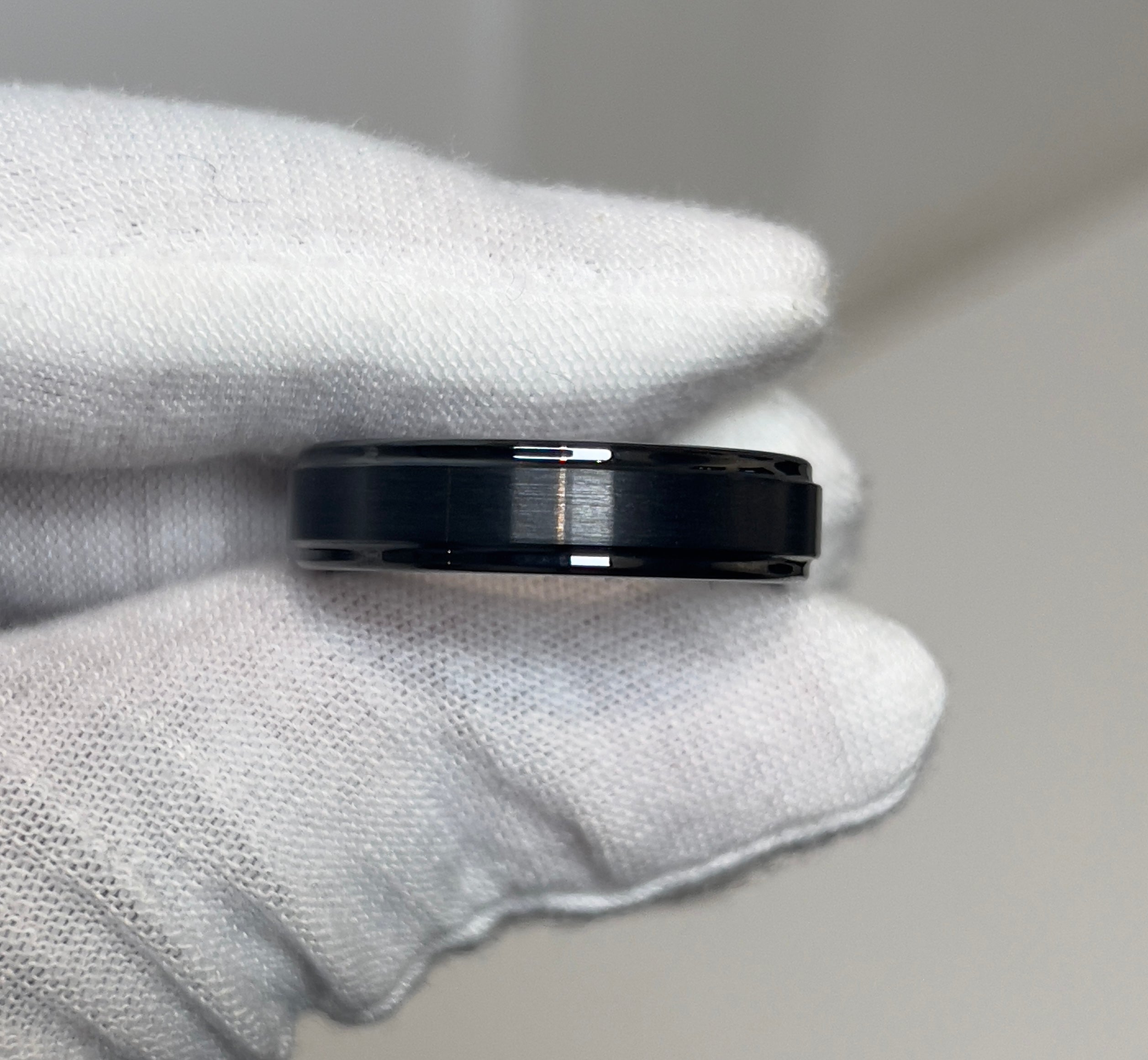 Brushed Ceramic Gunmetal Mens Ring