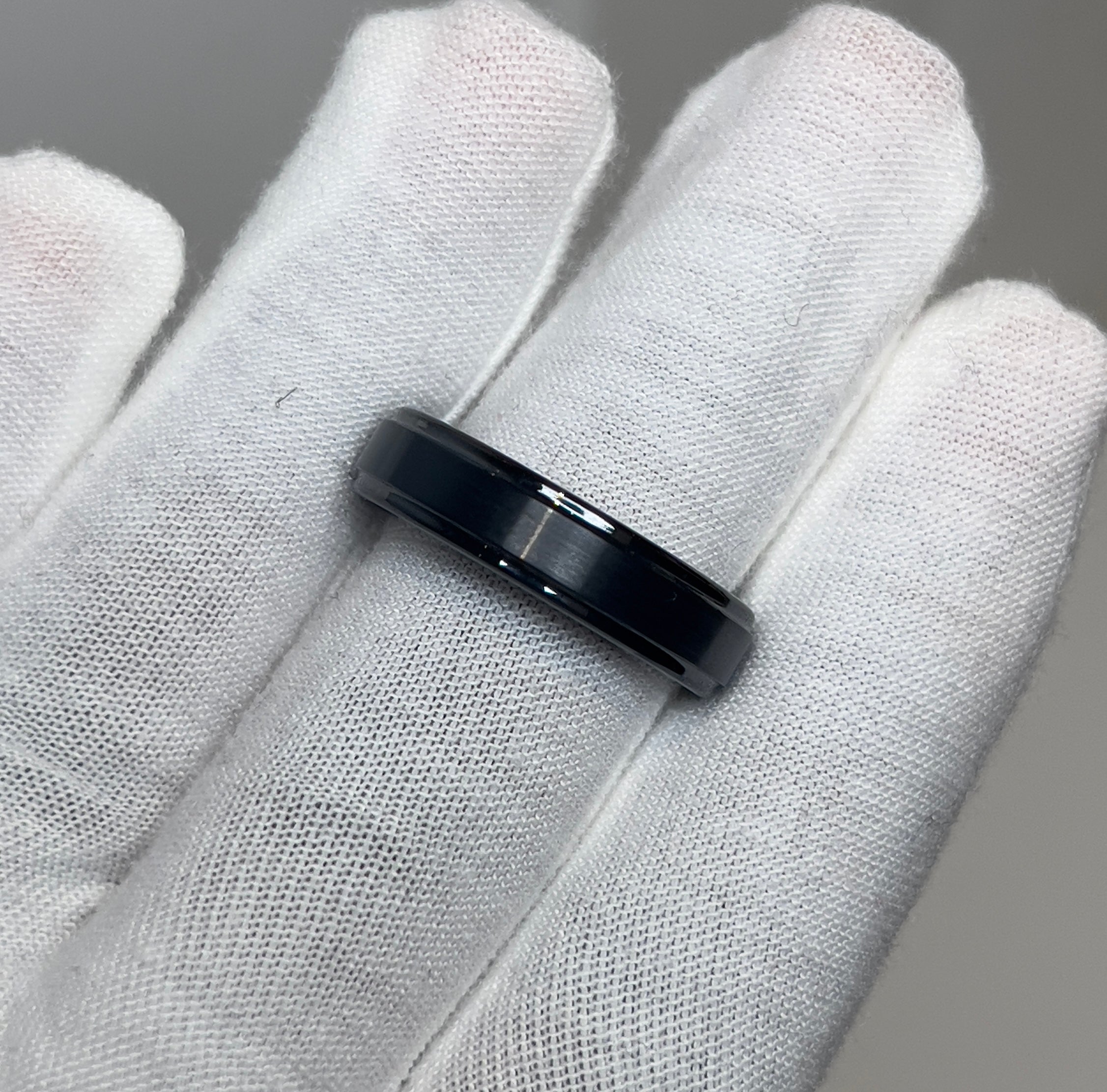 Brushed Ceramic Gunmetal Mens Ring