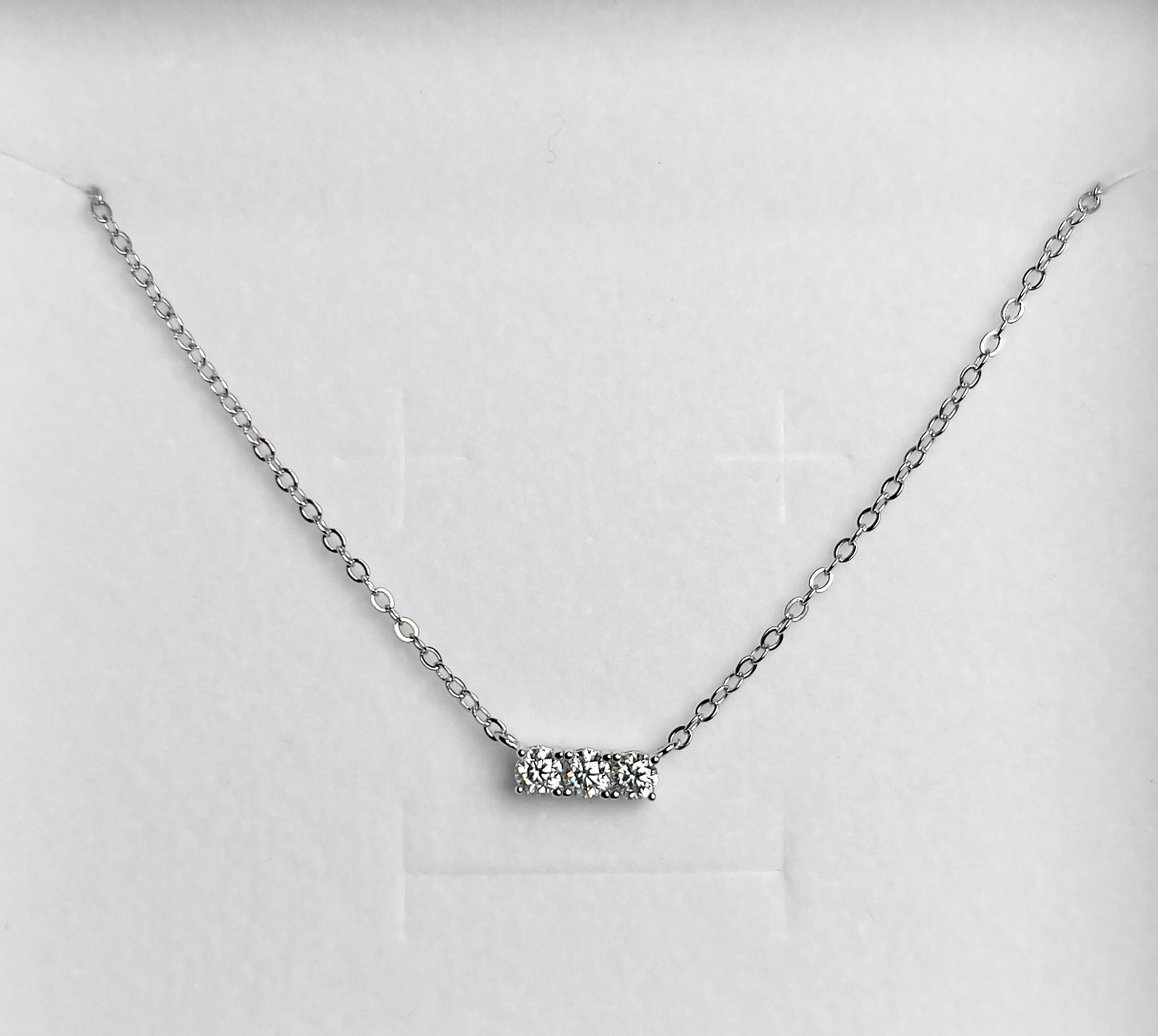 Moissanite 3-Stone Pendant Necklace
