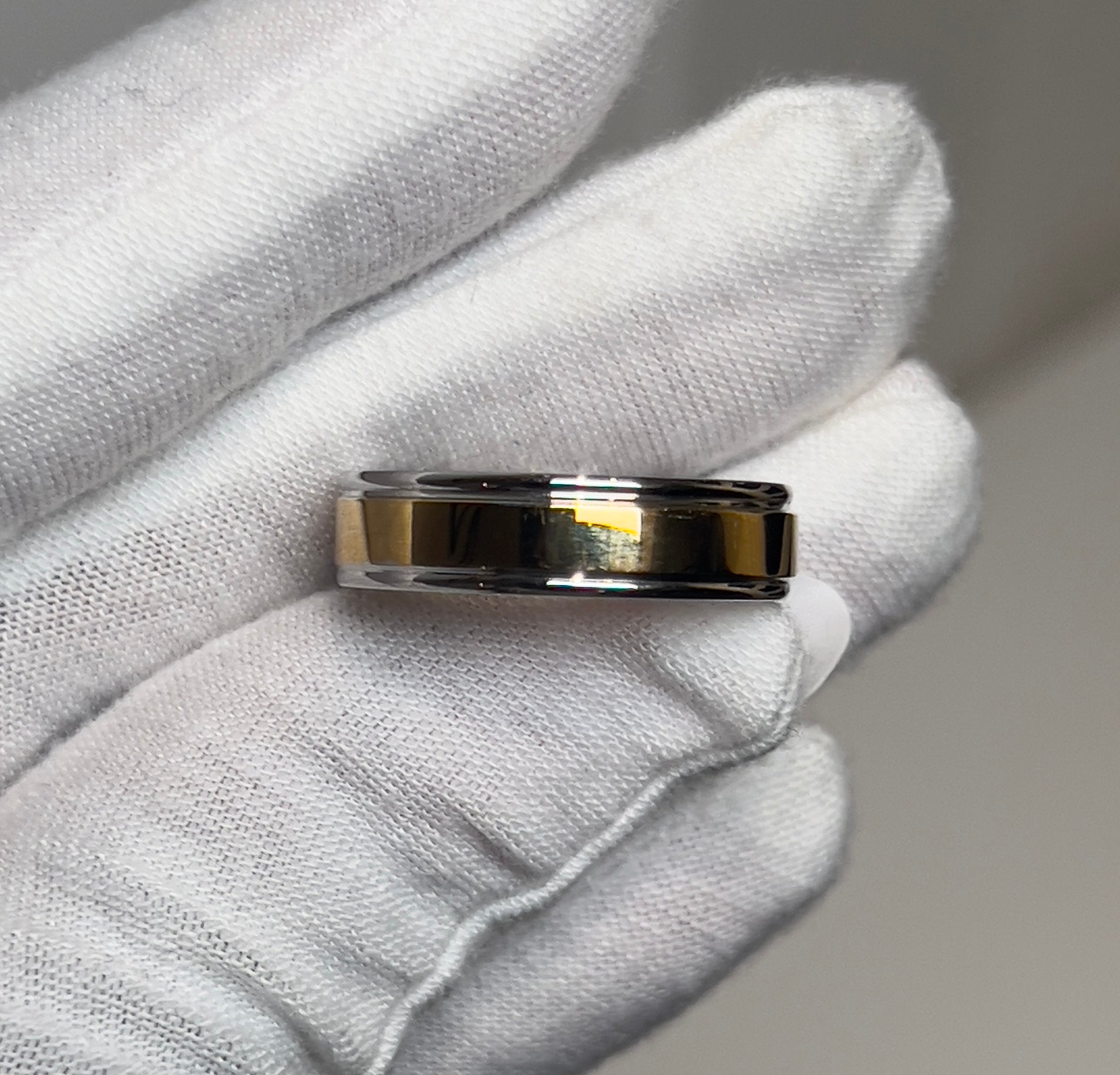 Stainless Steel Gold and Silver Mens Ring