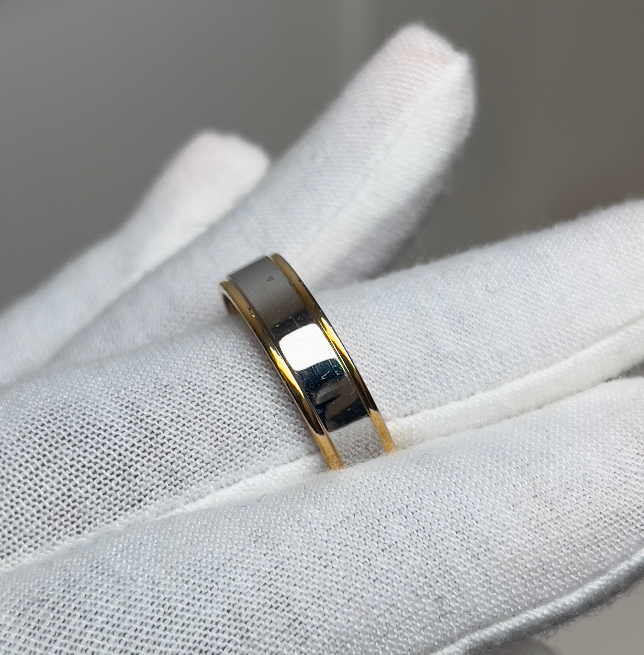 Stainless Steel Silver and Gold Mens Ring