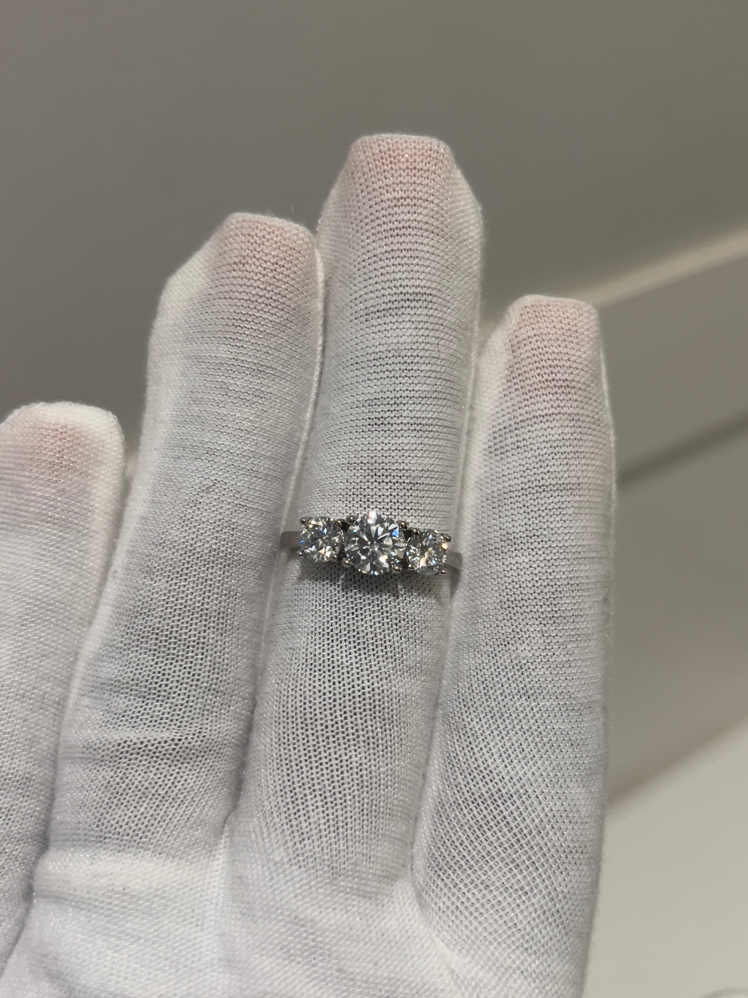 Sterling Silver Round Trilogy Moissanite Ring