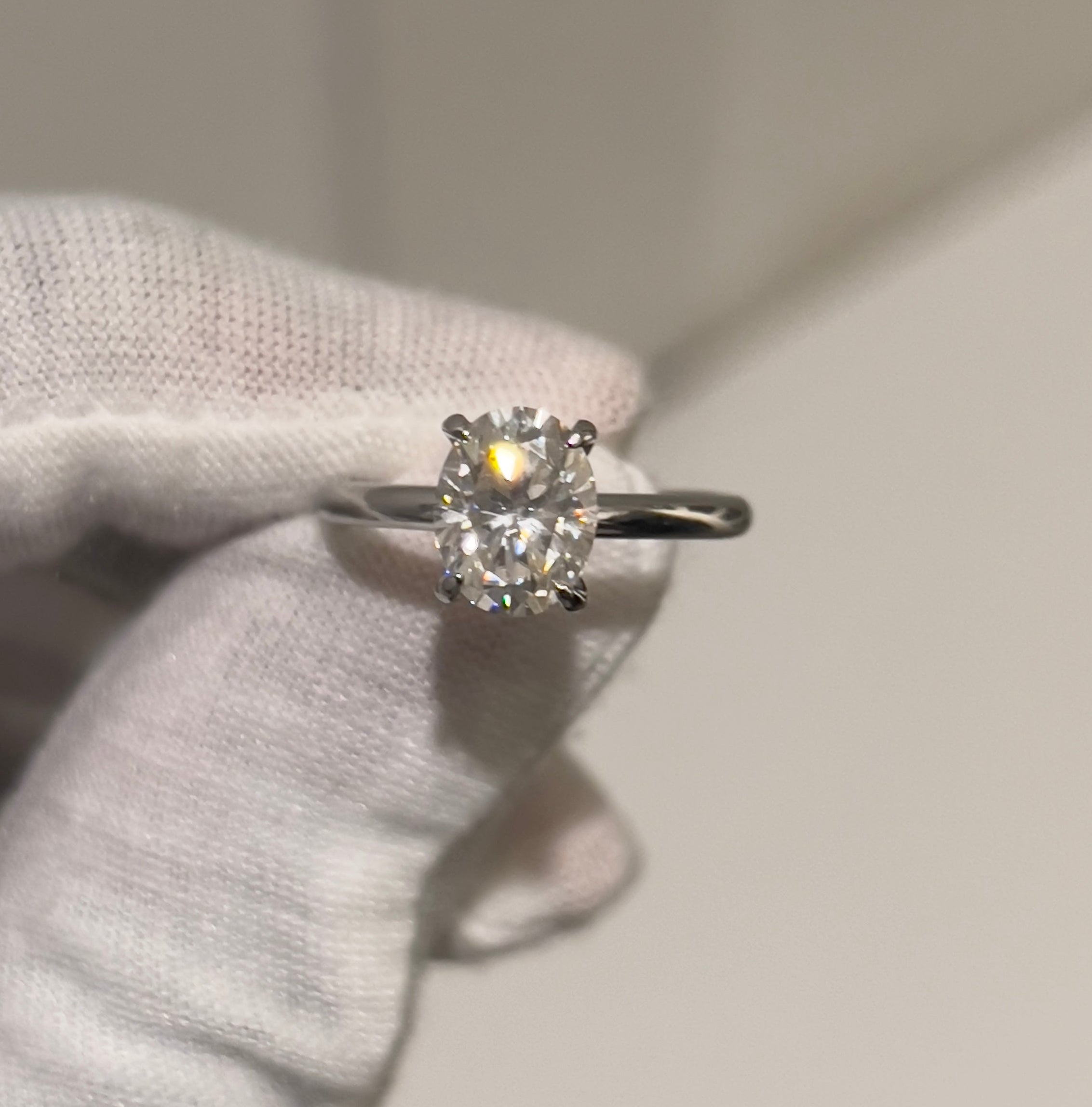 Sterling Silver Oval With Hidden Halo Moissanite Ring