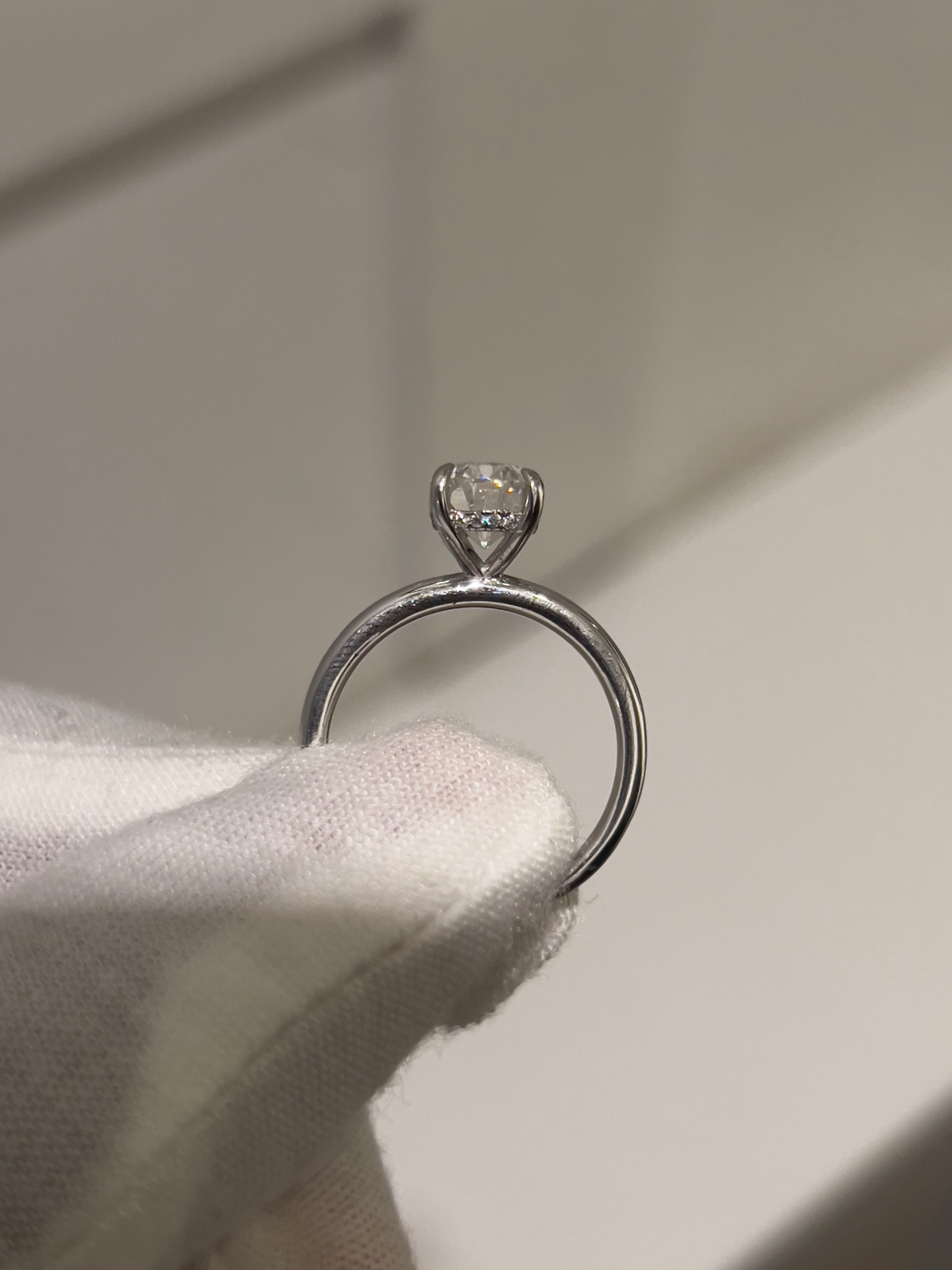 Sterling Silver Oval With Hidden Halo Moissanite Ring