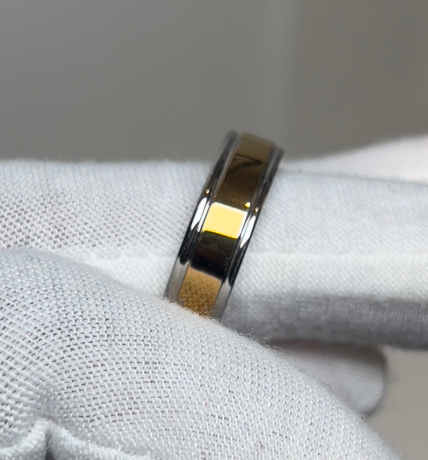 Stainless Steel Gold and Silver Mens Ring