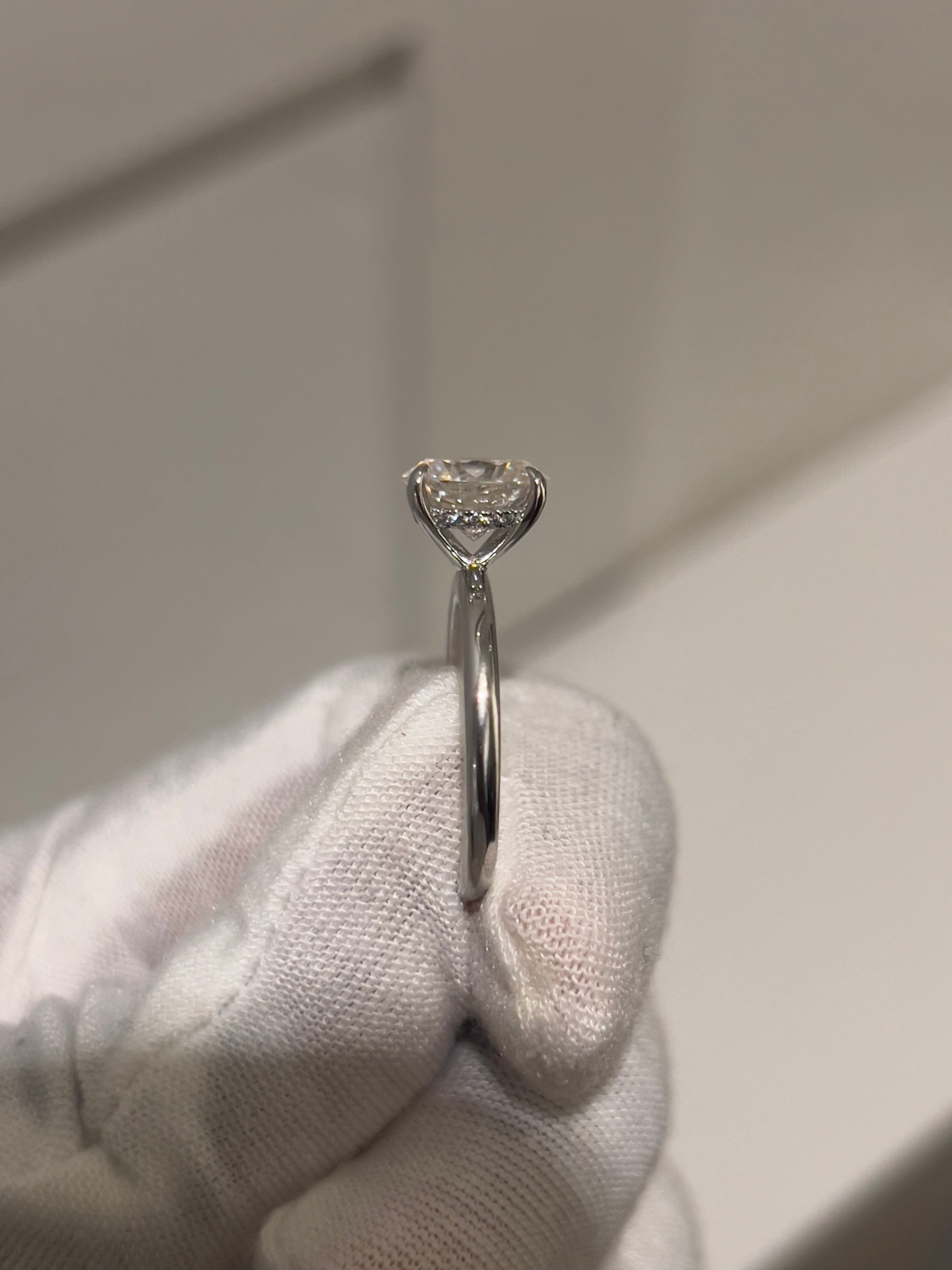 Sterling Silver Oval With Hidden Halo Moissanite Ring