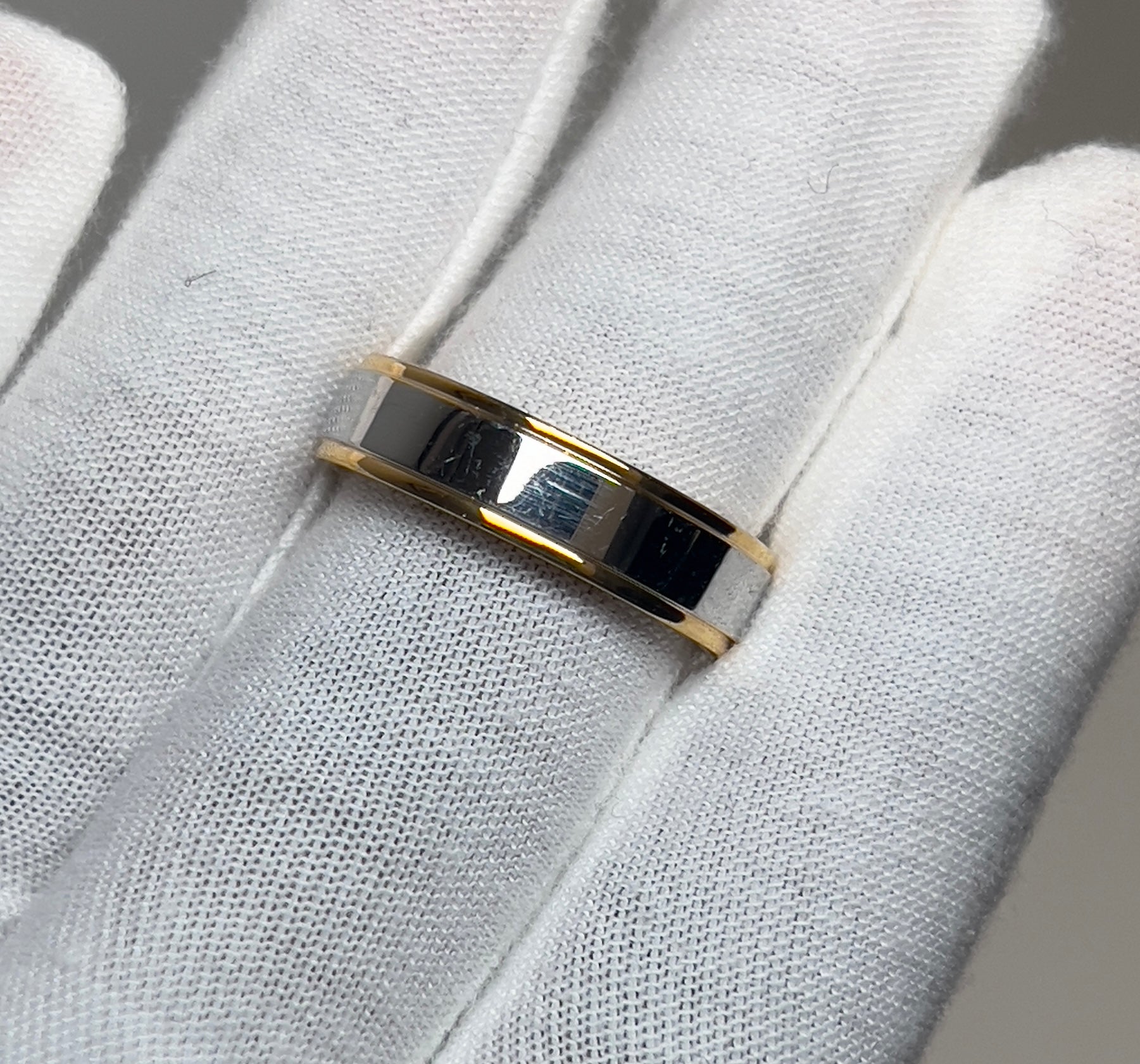 Stainless Steel Silver and Gold Mens Ring